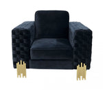 Divani Casa Lori - Modern Velvet Glam Black & Gold Chair