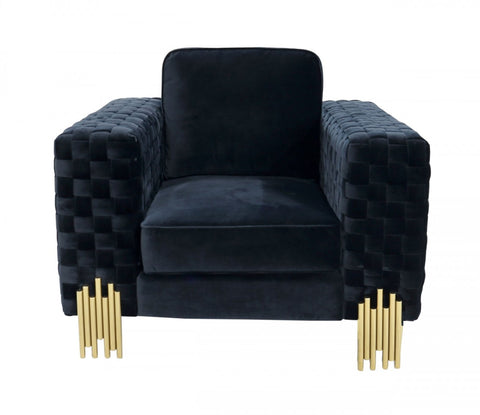 Divani Casa Lori - Modern Velvet Glam Black & Gold Chair