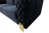 Divani Casa Lori - Modern Velvet Glam Black & Gold Chair