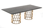 Modrest Natalie Modern Black Acacia & Antique Brass Dining Table