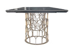 Modrest Natalie Modern Black Acacia & Antique Brass Dining Table