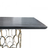 Modrest Natalie Modern Black Acacia & Antique Brass Dining Table