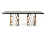 Modrest Natalie Modern Black Acacia & Antique Brass Dining Table