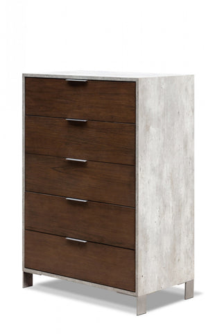 Nova Domus Conner Modern Dark Walnut & Faux Concrete Chest