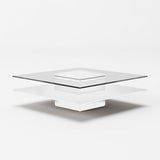 Modrest Clarion - Modern White & Clear Glass Coffee Table