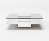 Modrest Clarion - Modern White & Clear Glass Coffee Table