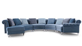 Divani Casa Darla - Modern Blue Velvet Curved Sectional Sofa