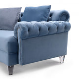 Divani Casa Darla - Modern Blue Velvet Curved Sectional Sofa