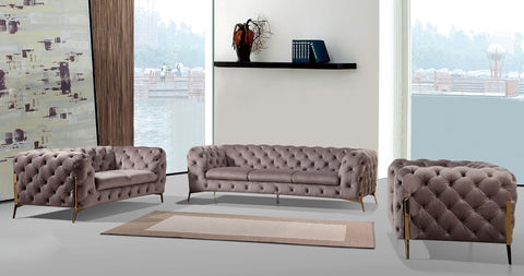 Divani Casa Sheila Modern Silver Fabric Sofa Set