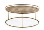 Modrest Gilcrest - Glam Brown & Gold Marble Coffee Table