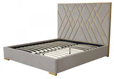 Modrest Eldora - Glam Beige Velvet and Brushed Brass Bed