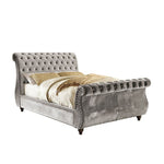 Noella Grey Glam, Velvet-Like Fabric Bed