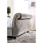 Noella Grey Glam, Velvet-Like Fabric Bed