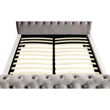 Noella Grey Glam, Velvet-Like Fabric Bed