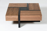 Modrest Makai Modern Walnut & Black Square Coffee Table