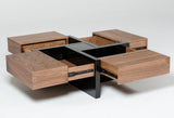 Modrest Makai Modern Walnut & Black Square Coffee Table