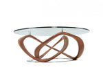 Modrest Michele - Modern Glass + Walnut Coffee Table