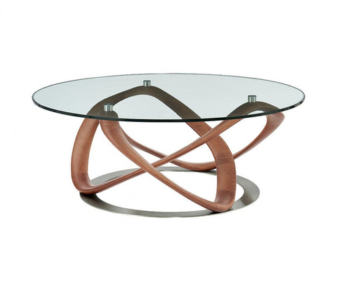 Modrest Michele - Modern Glass + Walnut Coffee Table