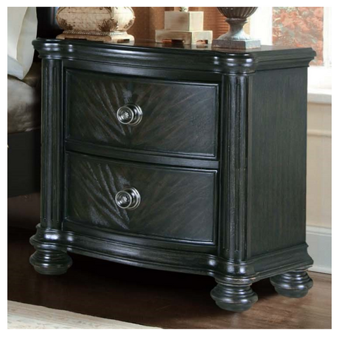 Dark Two Drawer Nightstand