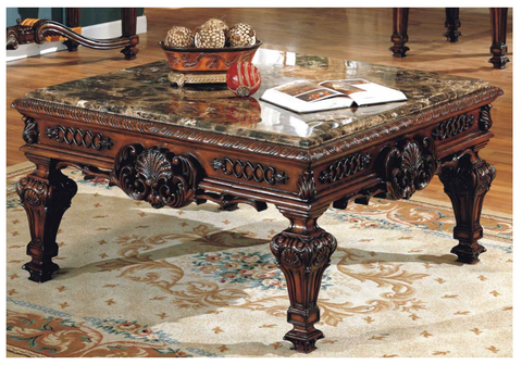 Faux Marble Top, Brown Coffee Table