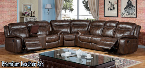 Brown - Premium Leather Recliner Sectional