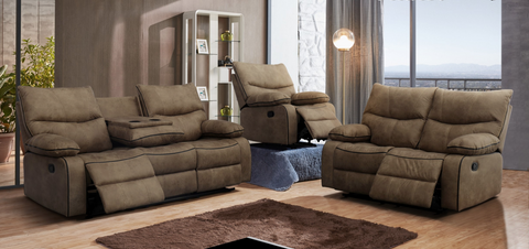 Light Brown - Reclining 2 Piece Sofa Set