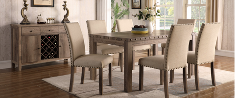 Beige/Light Brown - 7 pc Dining Set