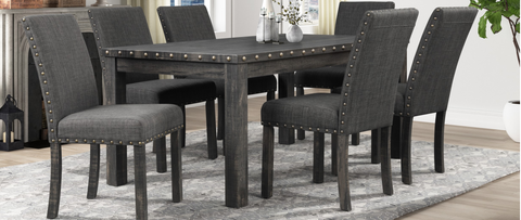 7 Piece Dark Gray Dining Set