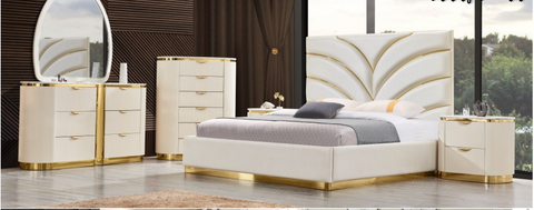 White & Gold - 4pc Bedroom Set