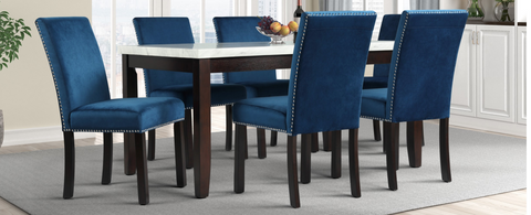 Navy/Dark Brown - 7 Piece Dining Set