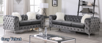 Gray Velvet - 2 Piece Sofa Set