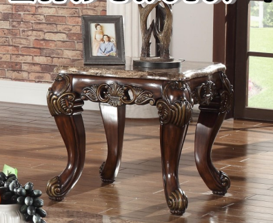 Dark Brown Faux Marble End Table