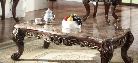 Faux Marble Top Dark Brown Coffee Table