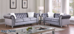 Gray Velvet - 2 Piece Sofa Set