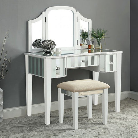 Cyndi - Transitional White Solid Wood Vanity Set