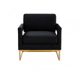 Modrest Edna - Modern Black Velvet & Gold Accent Chair