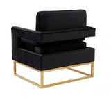 Modrest Edna - Modern Black Velvet & Gold Accent Chair