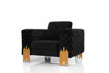 Divani Casa Georgia- Modern Velvet Glam Black + Gold Chair