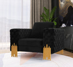 Divani Casa Georgia- Modern Velvet Glam Black + Gold Chair