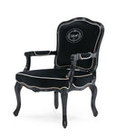 A&X Edmund - Transitional Black Velvet &  High Gloss Lounge Chair