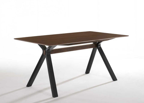 Modrest Runyon Modern Walnut & Black Dining Table