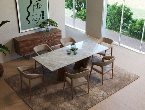 Modrest Cadence - Modern Walnut & Marble Dining Table