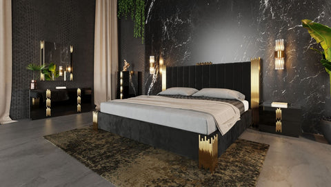 Modrest Token Modern Black & Gold Bedroom Set