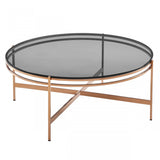 Modrest Bradford - Modern Smoked Glass & Rosegold Coffee Table