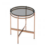 Modrest Bradford - Modern Smoked Glass & Rosegold Small End Table