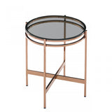 Modrest Bradford - Modern Smoked Glass & Rosegold Small End Table