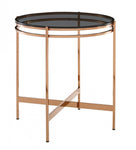 Modrest Bradford - Modern Smoked Glass & Rosegold Small End Table