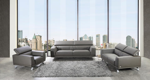 Divani Casa Brustle Modern Dark Grey Eco-Leather Sofa Set