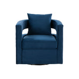 Modrest Wells - Modern Blue Velvet Swivel Accent Chair