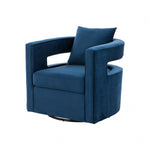 Modrest Wells - Modern Blue Velvet Swivel Accent Chair